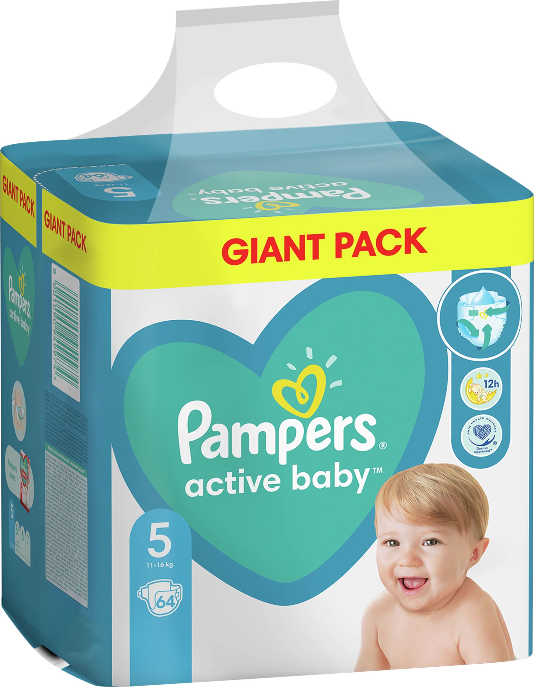 Pampers Active detské plienky veľkosť 5, 11kg-16kg, 64ks