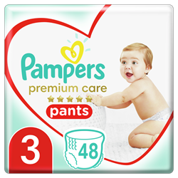 Pampers Plenkové Kalhotky Premium Care Velikost 3, 48 Kusů, 6kg-11kg