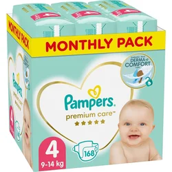 Pampers Premium Care Plenky Velikost 4, 9 kg - 14 kg, 168 ks