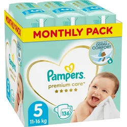 Pampers Premium Care Plenky Velikost 5, 11kg-16kg, 136ks