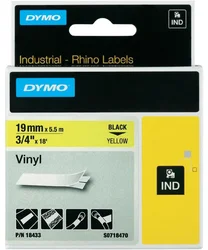 Páska do štítkovače Dymo RHINO , 18433, S0718470, žlutá/černá , 19 mm