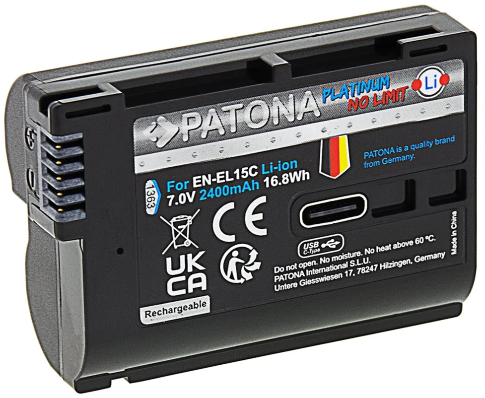 PATONA baterie pro foto Nikon EN-EL15C 2400mAh Li-Ion Platinum USB-C nabíjení