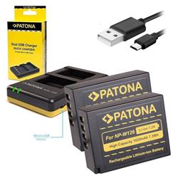 PATONA nabíječka Foto Dual Quick Fuji NP-W126 + 2x baterie 1020mAh USB