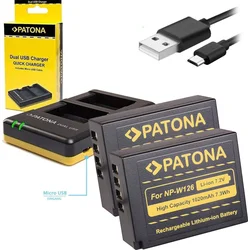PATONA Photo Dual Quick Fuji NP-W126 nabíjačka + 2x 1020mAh USB batéria