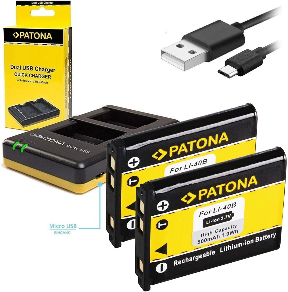 PATONA Photo Duálna rýchlonabíjačka Olympus Li-40B/42B 2x batéria 500mAh USB