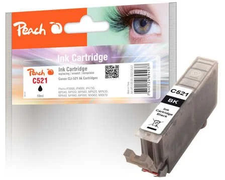 Peach C521 black kompatibilný s Canon CLI-521bk, 2933B001