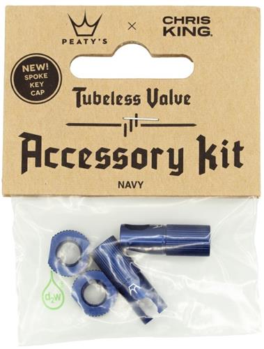 PEATY'S X CHRIS KING (MK2) NAVY TUBELESS VALVES ACCESSORY KIT 