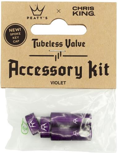 PEATY'S X CHRIS KING (MK2) VIOLET TUBELESS VALVES ACCESSORY KIT 