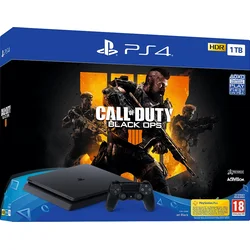 PlayStation 4 Slim 1TB, černý + hra COD: Black Ops 4