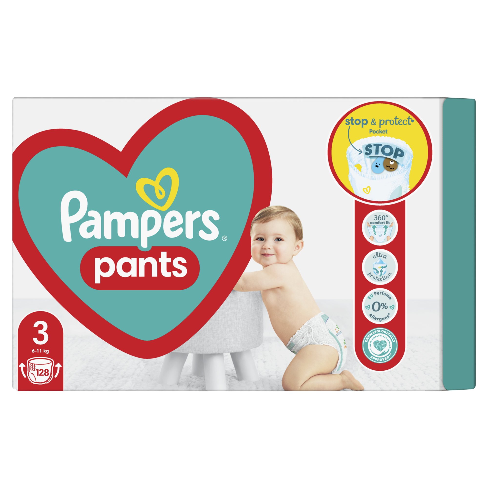 Plienky Pampers Pants Veľkosť 3, 128 ks, 6kg-11kg