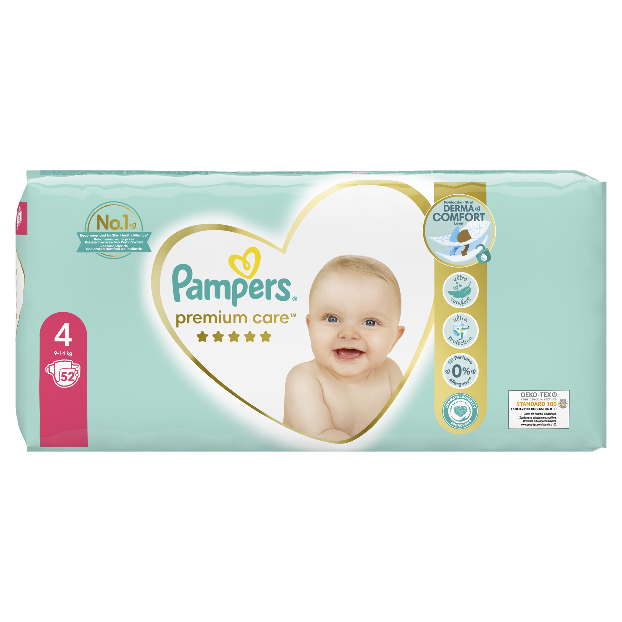 Plienky Pampers Premium Care veľkosť 4, 9kg-14kg, 52ks