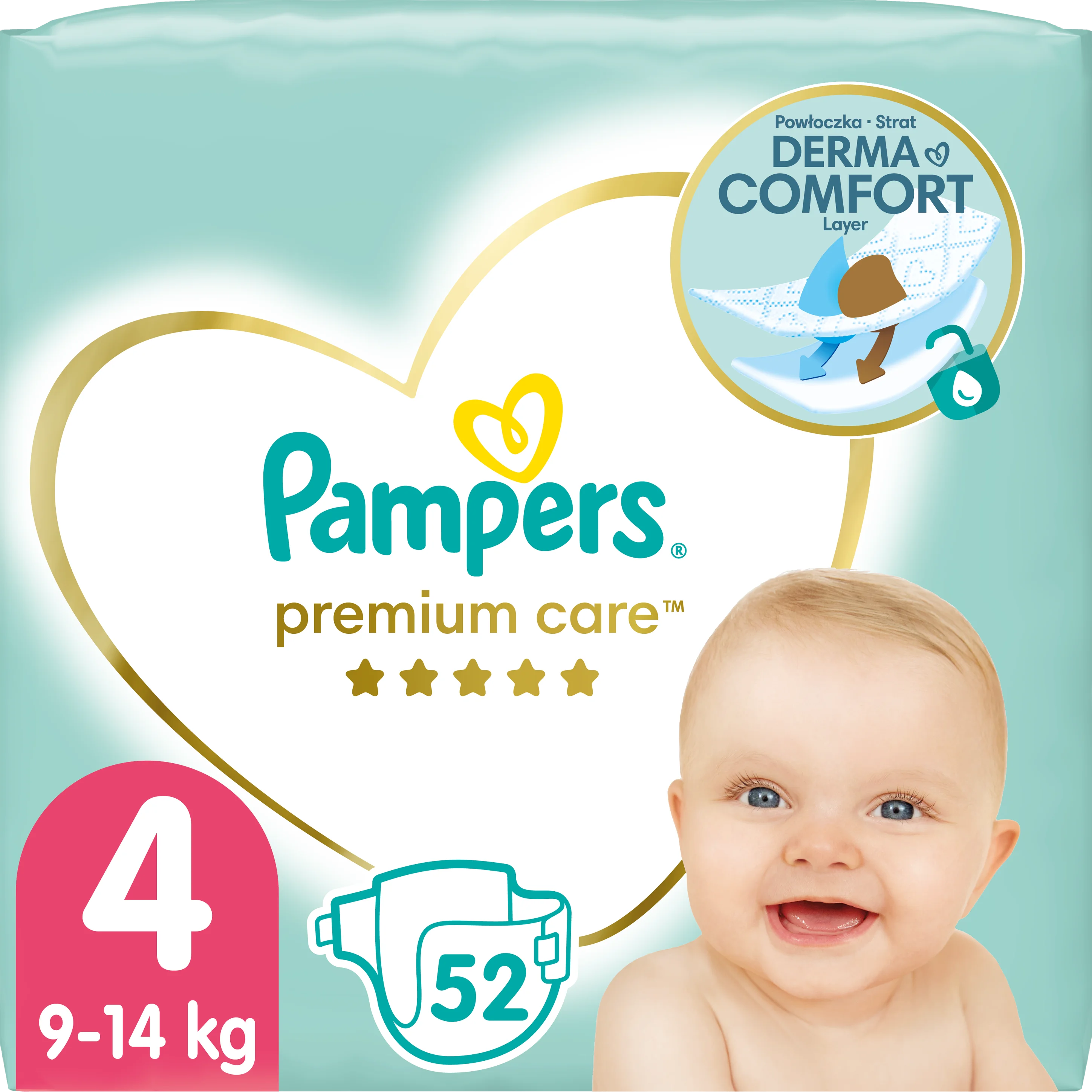 Plienky Pampers Premium Care veľkosť 4, 9kg-14kg, 52ks
