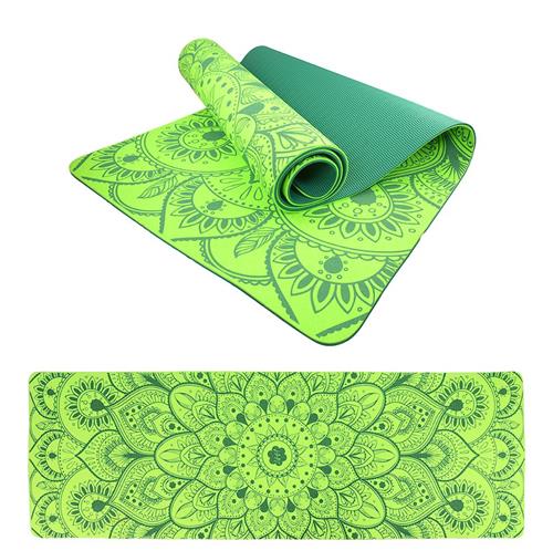 Podložka LIFEFIT YOGA MAT MANDALA DUO, 183x58x0,6cm, zelená