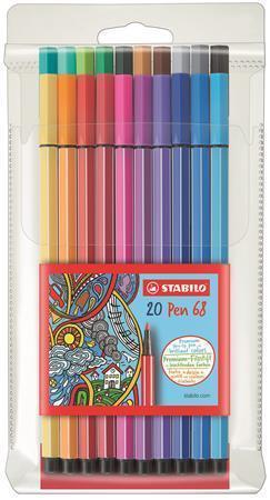 Popisovače STABILO "Pen 68", 20 farieb, 1 mm