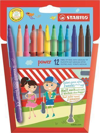 Popisovače STABILO "Power", 2 mm, 12 farieb