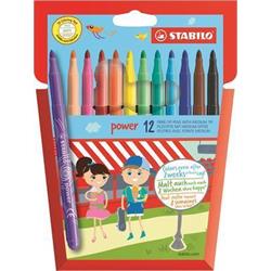 Popisovače STABILO "Power", 2 mm, 12 farieb