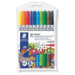 Popisovače STAEDTLER "Noris Club 320", 10 farieb, sada, 1-3 mm, obojstranné, umývateľné