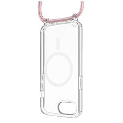 Pouzdro FIXED MagPure Neck s růžovou šňůrkou na krk pro Apple iPhone 16e