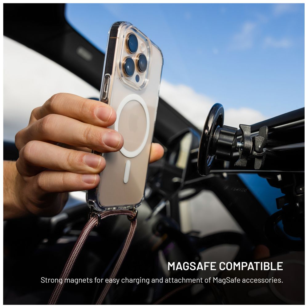 Pouzdro FIXED MagPure Neck s růžovou šňůrkou na krk pro Apple iPhone Air