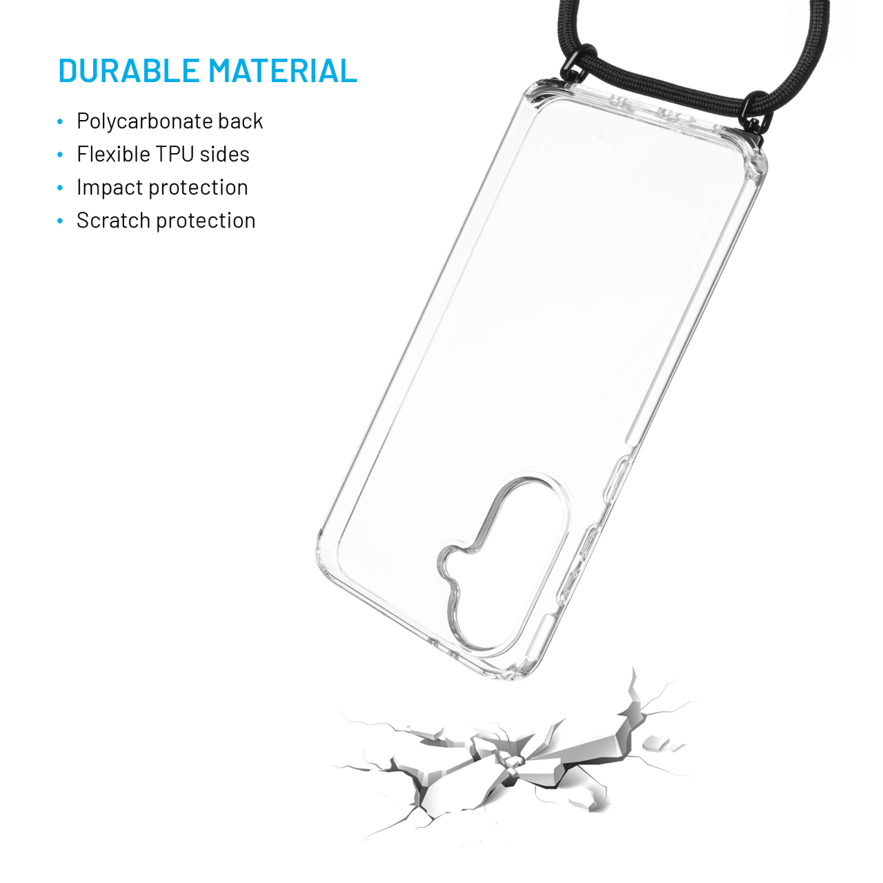 Pouzdro FIXED Pure Neck s černou šňůrkou pro Samsung Galaxy A36 5G/A56 5G