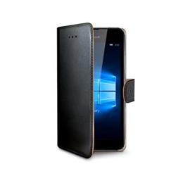 Pouzdro typu kniha CELLY Wally pro Microsoft Lumia 650, PU kůže, černé