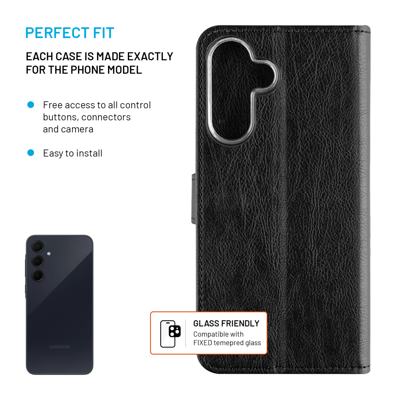 Pouzdro typu kniha FIXED Opus pro Samsung Galaxy A36 5G/A56 5G, černé