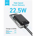 Power banka Anker 10000 mAh, 22,5 W, čierna