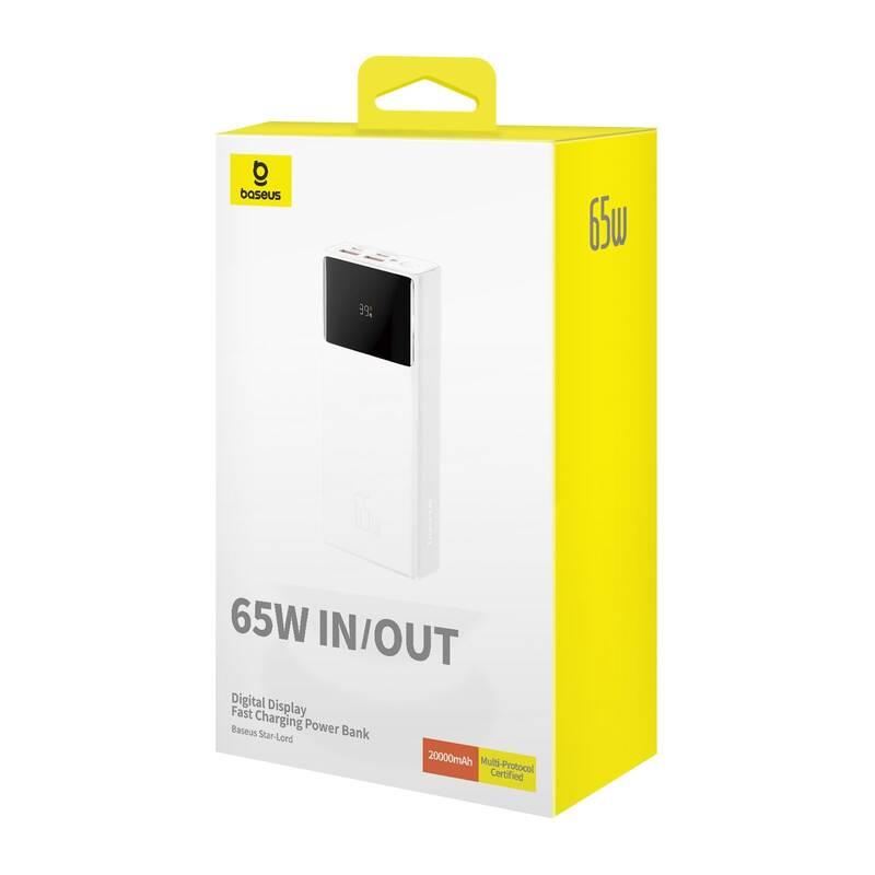 Power banka Baseus Star-Lord 20000mAh 65W 2x USB-A/micro USB/USB-C biela