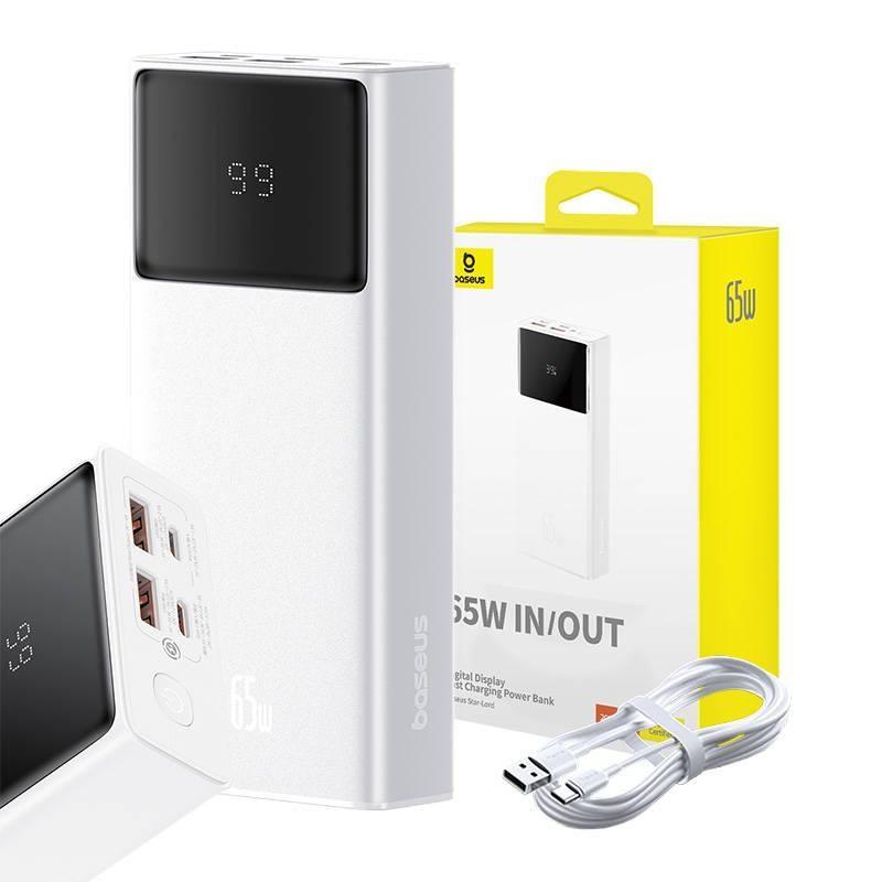 Power banka Baseus Star-Lord 20000mAh 65W 2x USB-A/micro USB/USB-C biela