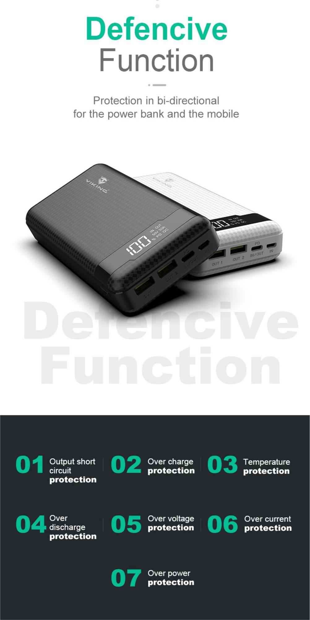 Power banka Viking PN-963PD, QC3.0, 20000 mAh, čierna