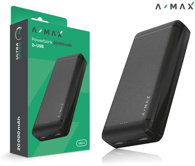 Powerbank A-MAX 20 000 mAh, čierna