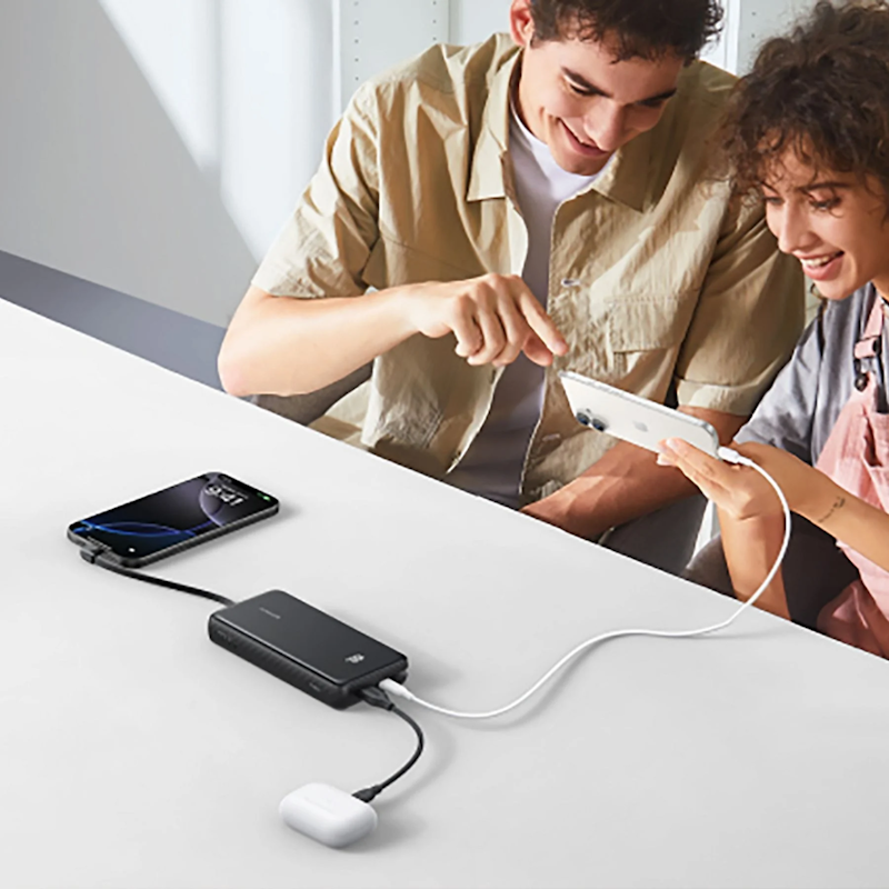 Powerbank Anker Zolo 20000mAh, 22,5W s káblom USB-C čierna