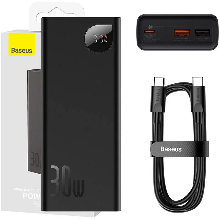 Powerbank Baseus Adaman Metal, 20000mAh, 2xUSB, USB-C 30W (čierna)