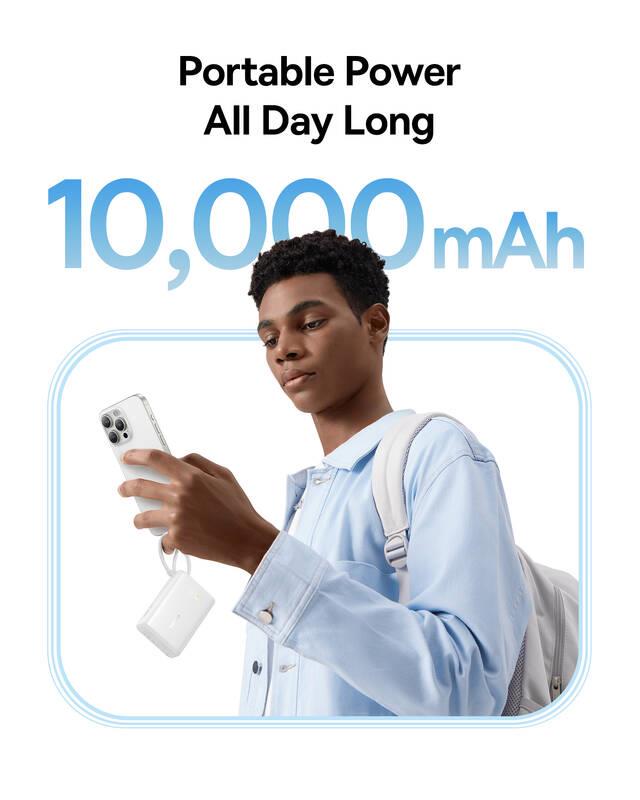 Powerbank Baseus PicoGo 10000mAh, 45W, s káblom USB-C, biela