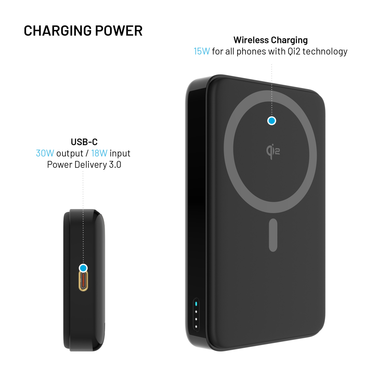 Powerbank FIXED MagZen 10 Pro s Qi2 a MagSafe, 10 000 mAh, čierna