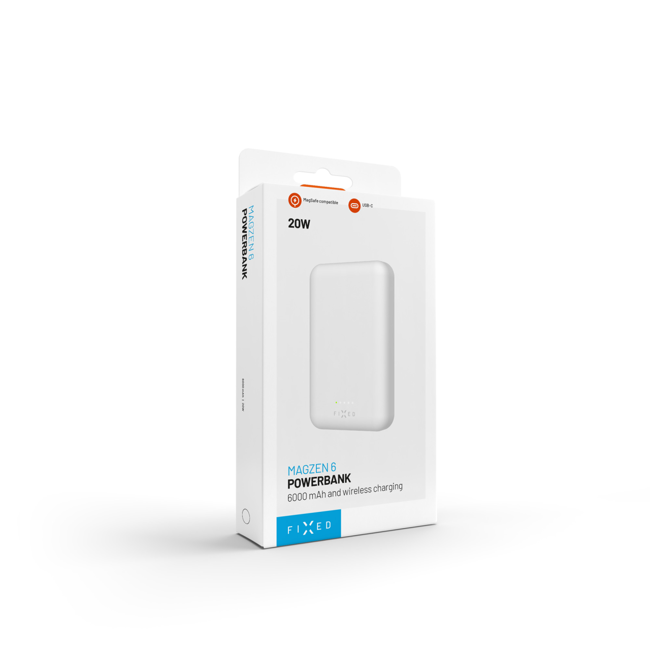Powerbank FIXED MagZen s bezdrôtovým nabíjaním Magsafe, 6 000 mAh, biela