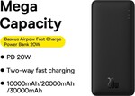 Powerbanka Baseus Airpow 30000 mAh, 20 W, čierna