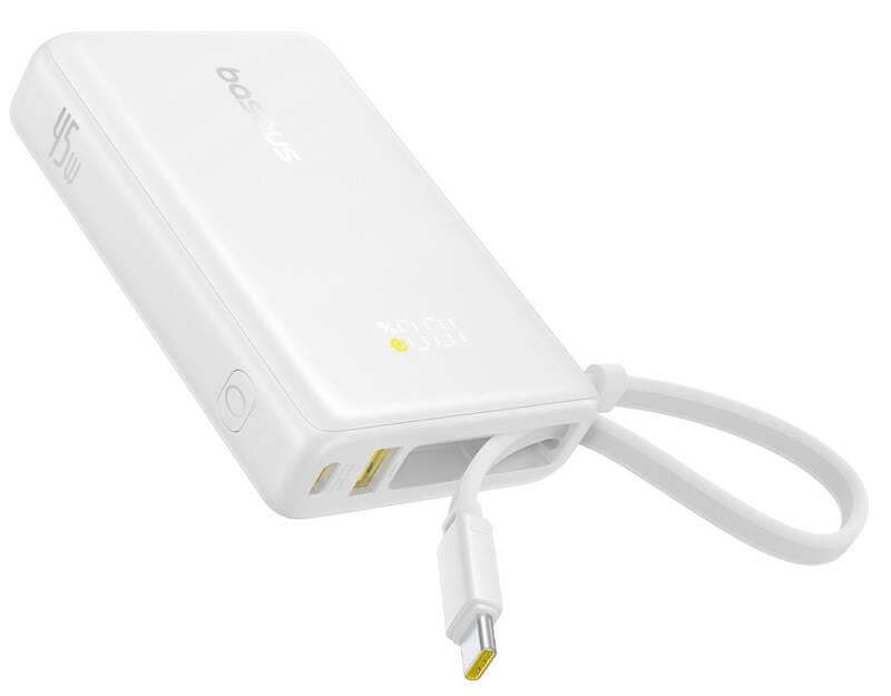Powerbanka Baseus PicoGo 10000mAh, 45W, s kabelem USB-C bílá