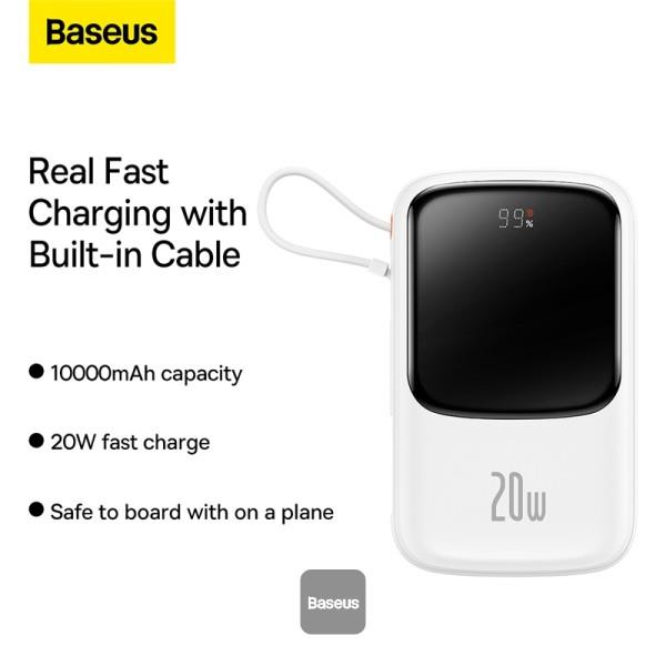 Powerbanka Baseus Qpow Pro 10000mAh, 20W, s kabelem Lightning bílá