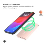 Powerbanka FIXED MagZen 5 Crystal s Qi2 a MagSafe, 5 000 mAh, růžová