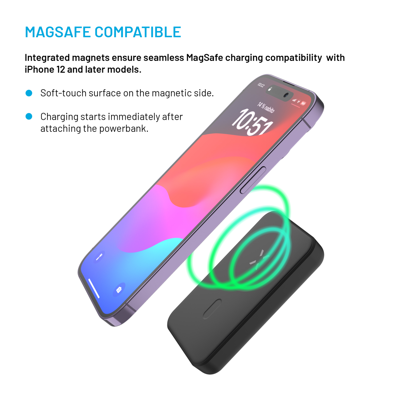 Powerbanka FIXED MagZen s bezdrôtovým nabíjaním Magsafe, 6 000 mAh, čierna