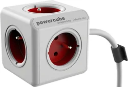 POWERCUBE multifunkční zásuvkový systém EXTENDED RED - kostka 5 zásuvek 1,5m kabel