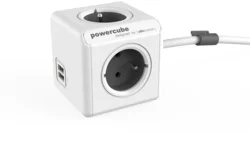 POWERCUBE multifunkční zásuvkový systém EXTENDED USB GREY- kostka 4 zásuvky + 2x USB 1,5m kabel 8718444082217 - Kabely + redukce