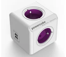 POWERCUBE multifunkční zásuvkový systém REWIRABLE USB - kostka 4 zásuvky + 2x USB + proudová pojistka
