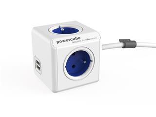 POWERCUBE multifunkčný zásuvkový systém EXTENDED USB BLUE- kocka 4 zásuvky + 2x USB 1,5m kábel 8718444085836