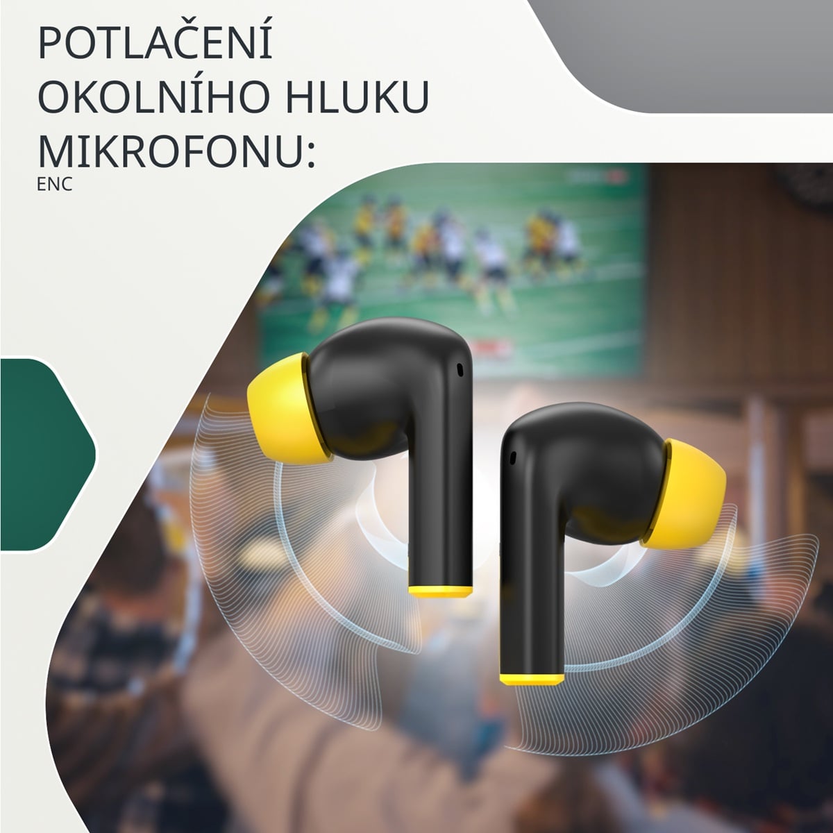 Pravé bezdrôtové stereo slúchadlá Hexagon 7, biele/béžové