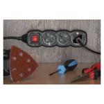 Predlžovací kábel 5 m / 4 zásuvky / s vypínačom / čierny / PVC / 1,5 mm2