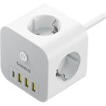 Predlžovací kábel Baseus PowerCombo Cube 3x zásuvka + 3x USB + 1x USB-C 20W 1,5 m biely