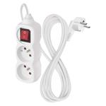 Predlžovací kábel Emos 2 m / 2 zásuvky / s vypínačom / biely / PVC / 1 mm2