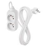 Predlžovací kábel Emos 3 m / 2 zásuvky / biely / PVC / 1 mm2